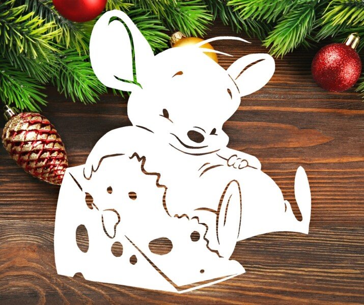 Трафарети миші (щура) для вирізання на новий рік 2020