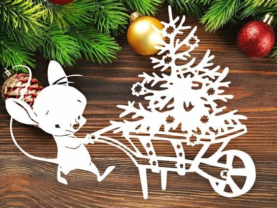 Трафарети миші (щура) для вирізання на новий рік 2020