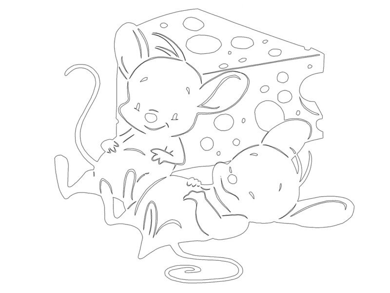 Трафарети миші (щура) для вирізання на новий рік 2020