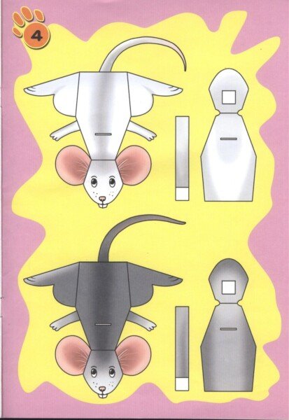 Трафарети миші (щура) для вирізання на новий рік 2020